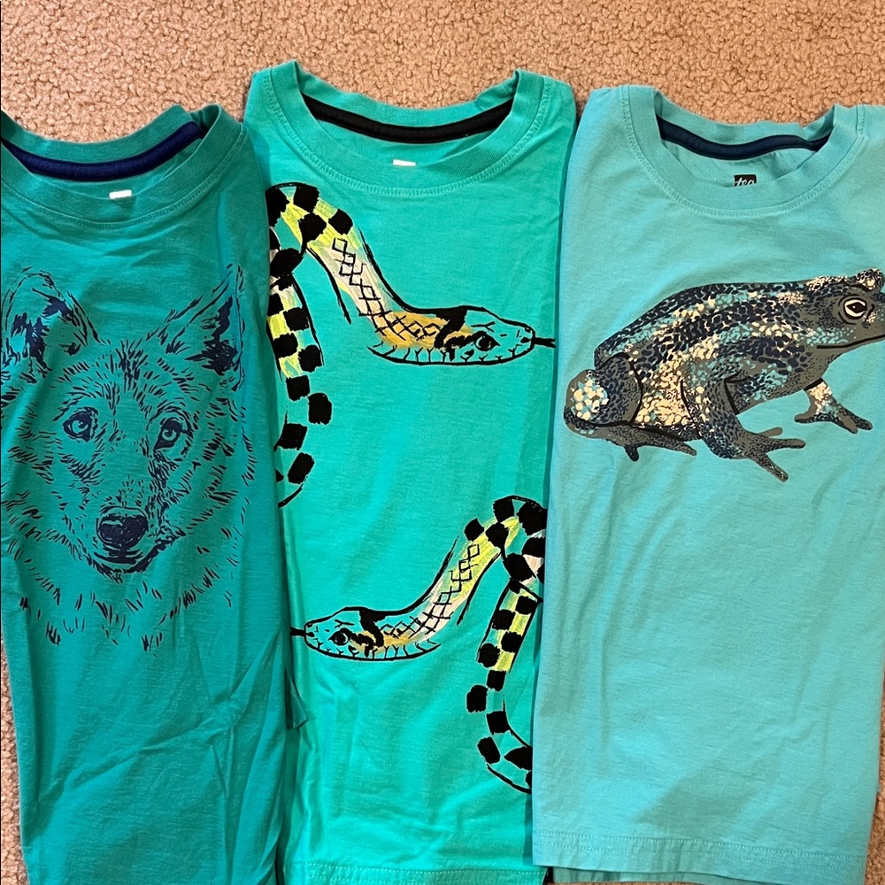 Tea Collection Kids Long Sleeve Tees - Blue with Animal Prints